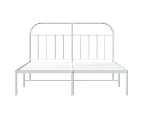 Cadru de pat metalic cu tăblie, alb, 140x190 cm, 6 image
