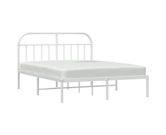 Cadru de pat metalic cu tăblie, alb, 140x190 cm, 4 image