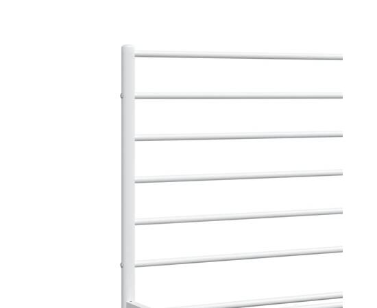 Cadru de pat metalic cu tăblie, alb, 140x200 cm, 9 image