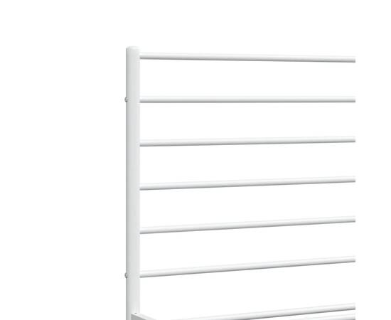 Cadru de pat metalic cu tăblie, alb, 150x200 cm, 9 image