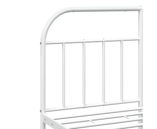 Cadru de pat metalic cu tăblie, alb, 160x200 cm, 9 image