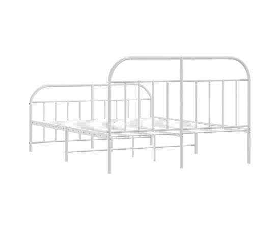 Cadru de pat metalic cu tăblie, alb, 160x200 cm, 8 image