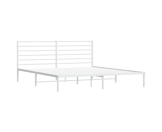 Cadru de pat metalic cu tăblie, alb, 180x200 cm, 5 image