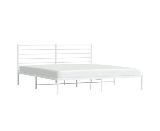 Cadru de pat metalic cu tăblie, alb, 180x200 cm, 4 image