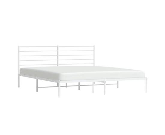 Cadru de pat metalic cu tăblie, alb, 183x213 cm, 4 image