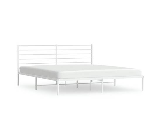 Cadru de pat metalic cu tăblie, alb, 183x213 cm, 2 image