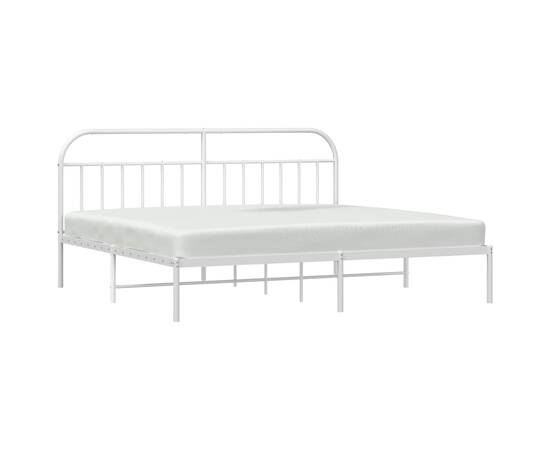 Cadru de pat metalic cu tăblie, alb, 193x203 cm, 4 image