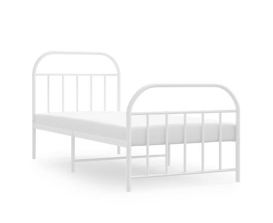 Cadru de pat metalic cu tăblie de cap/picioare, alb, 90x200 cm, 2 image