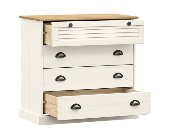 Comodă cu sertare vigo, alb, 80x40x76 cm, lemn masiv de pin, 5 image