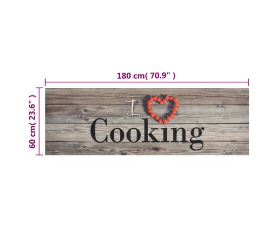 Covor de bucătărie lavabil cooking, gri, 60x180 cm, catifea, 5 image