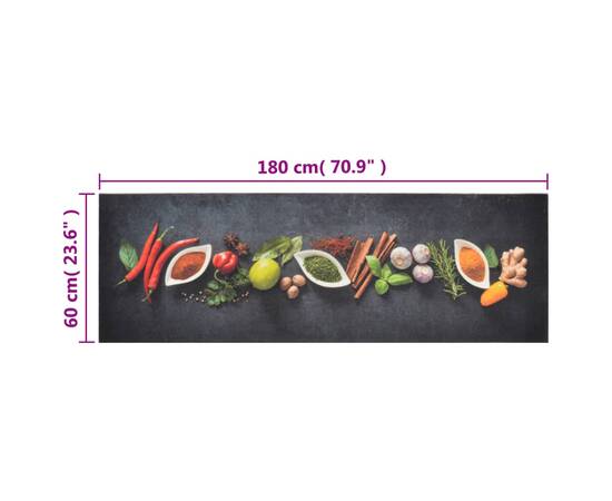 Covor de bucătărie lavabil spices, 60x180cm, catifea, 5 image