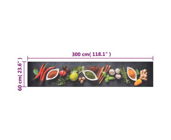 Covor de bucătărie lavabil spices, 60x300 cm, catifea, 5 image