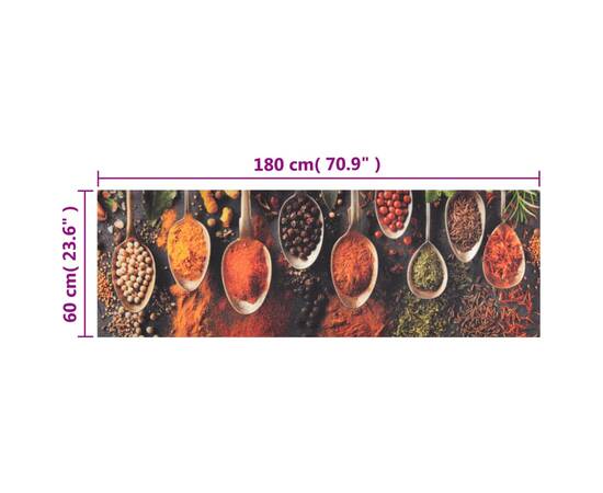 Covor de bucătărie lavabil spoon & spices, 60x180cm, catifea, 5 image