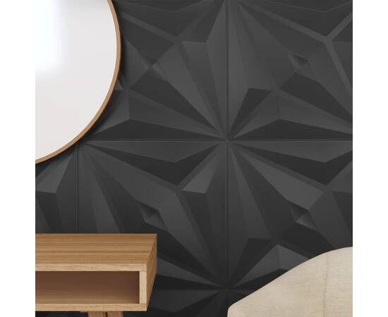 Panouri de perete 12 buc. negru 50x50 cm eps 3 m² stea, 3 image