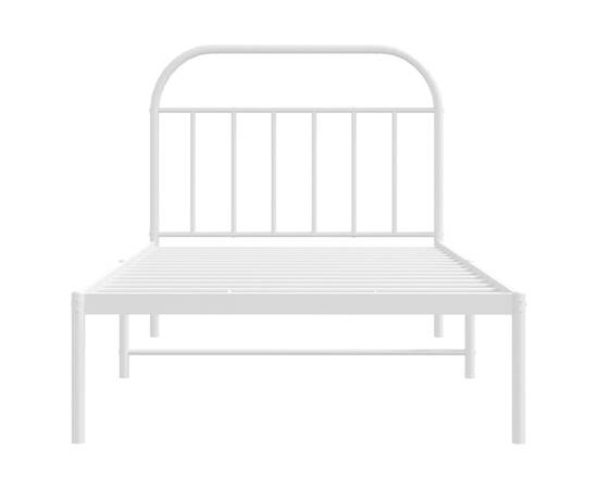 Cadru de pat din metal cu tăblie, alb, 100x200 cm, 6 image