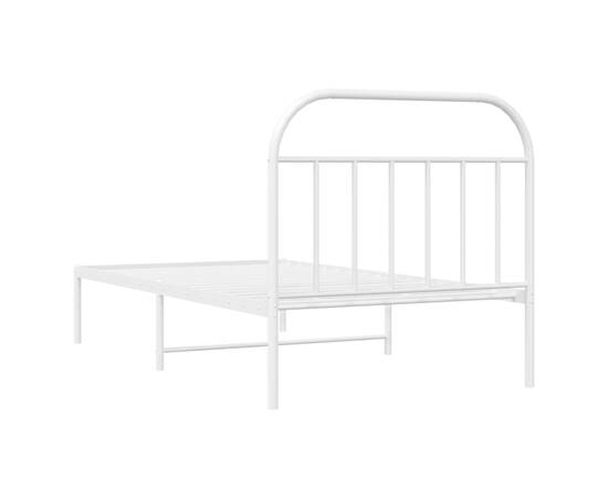 Cadru de pat din metal cu tăblie, alb, 107x203 cm, 8 image