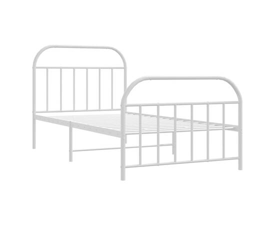 Cadru de pat metalic cu tăblie de cap/picioare, alb, 107x203 cm, 5 image