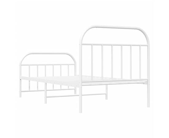 Cadru de pat metalic cu tăblie de cap/picioare, alb, 107x203 cm, 8 image