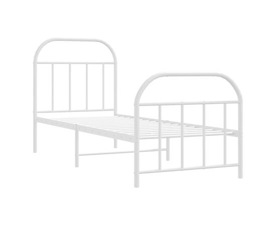 Cadru de pat metalic cu tăblie de cap/picioare, alb, 75x190 cm, 5 image
