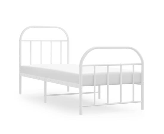 Cadru de pat metalic cu tăblie de cap/picioare, alb, 75x190 cm, 2 image