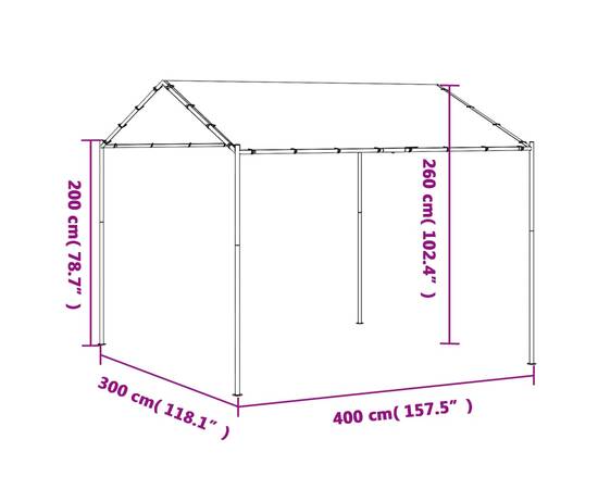 Cort pavilion, antracit, 4x3 m, oțel și material textil, 9 image