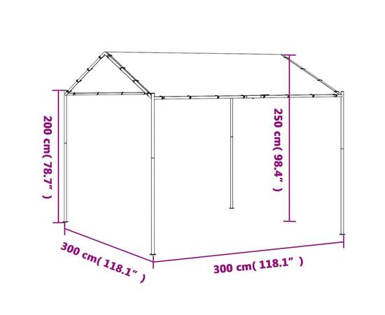 Cort pavilion, bej, 3x3 m, oțel și material textil, 9 image