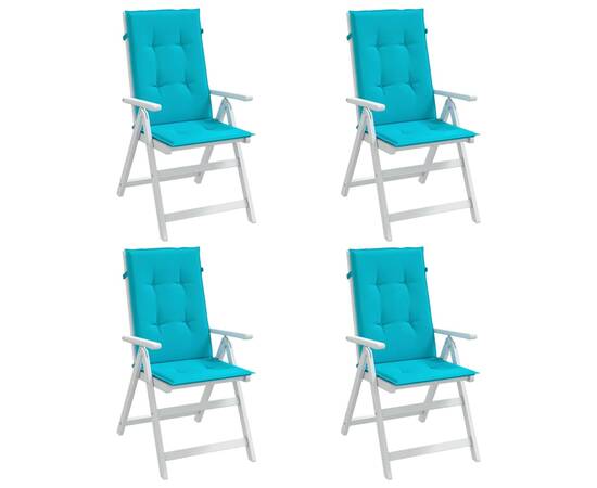 Perne de scaun spătar înalt, 4 buc., turcoaz, textil, 3 image