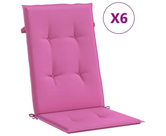 Perne de scaun spătar înalt, 6 buc., roz, textil, 2 image