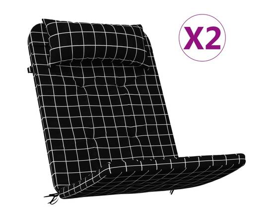 Perne scaun adirondack, 2 buc, negru, careuri, textil oxford, 2 image