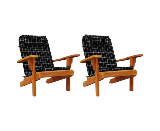Perne scaun adirondack, 2 buc, negru, careuri, textil oxford, 4 image
