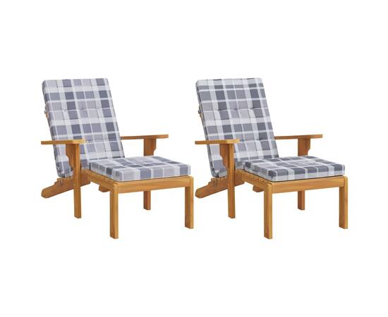 Perne scaun de terasă, 2 buc, gri, carouri, textil oxford, 3 image