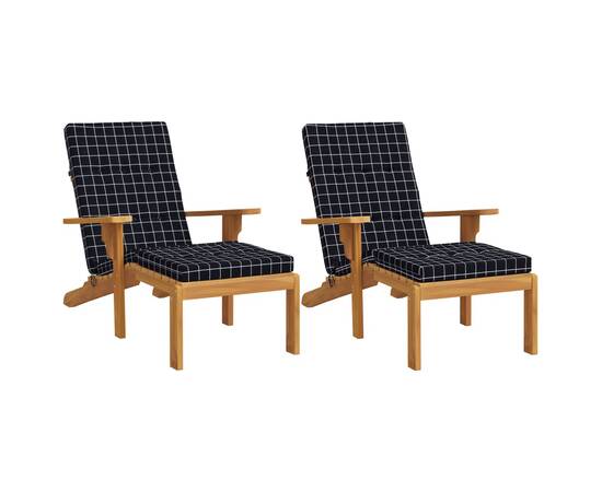 Perne scaun de terasă, 2 buc, negru, carouri, textil oxford, 3 image