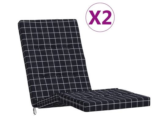 Perne scaun de terasă, 2 buc, negru, carouri, textil oxford, 2 image