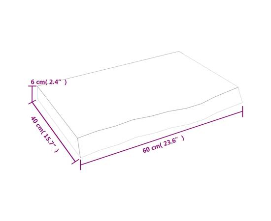Poliță perete maro deschis 60x40x6 cm lemn masiv stejar tratat, 4 image