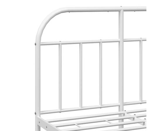 Cadru de pat metalic cu tăblie, alb, 120x190 cm, 9 image