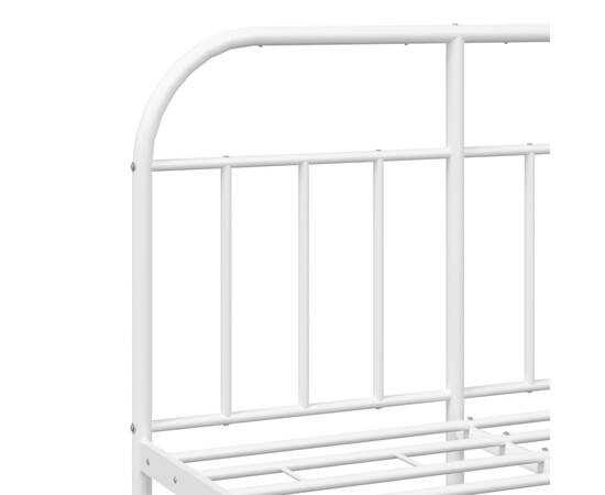 Cadru de pat metalic cu tăblie, alb, 120x200 cm, 9 image