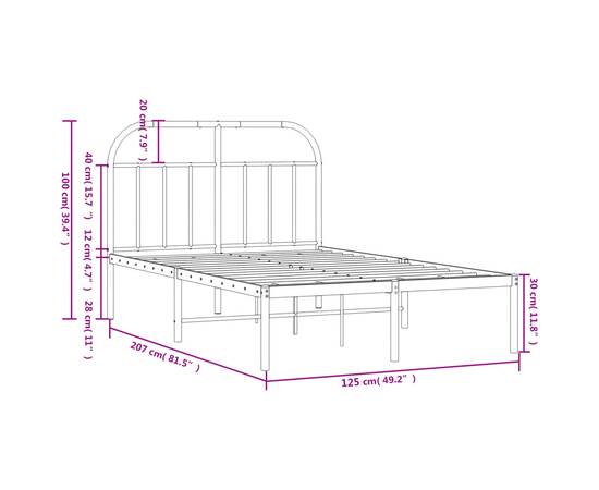 Cadru de pat metalic cu tăblie, alb, 120x200 cm, 10 image