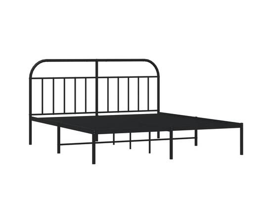 Cadru de pat metalic cu tăblie, negru, 160x200 cm, 5 image