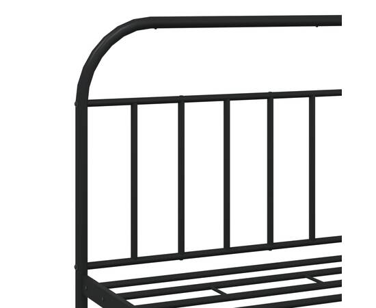 Cadru de pat metalic cu tăblie, negru, 180x200 cm, 9 image