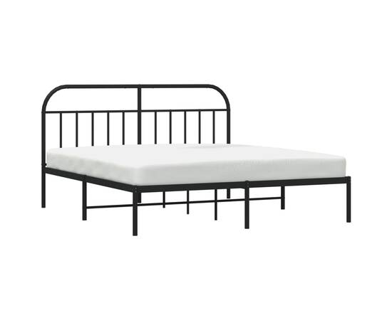 Cadru de pat metalic cu tăblie, negru, 180x200 cm, 4 image