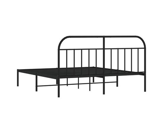 Cadru de pat metalic cu tăblie, negru, 180x200 cm, 8 image