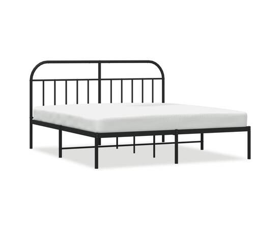 Cadru de pat metalic cu tăblie, negru, 183x213 cm, 2 image