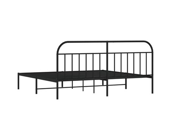 Cadru de pat metalic cu tăblie, negru, 193x203 cm, 8 image