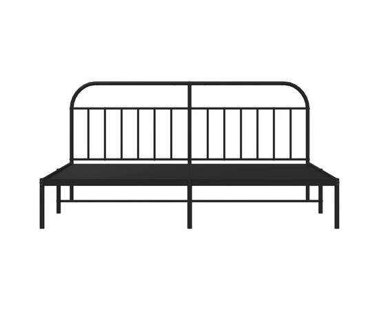 Cadru de pat metalic cu tăblie, negru, 200x200 cm, 6 image
