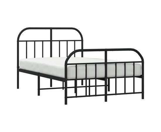 Cadru pat metalic cu tăblie de cap/picioare, negru, 120x200 cm, 4 image