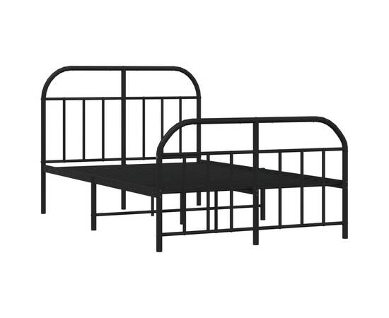 Cadru pat metalic cu tăblie de cap/picioare, negru, 120x200 cm, 5 image