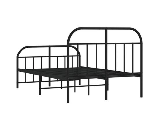 Cadru pat metalic cu tăblie de cap/picioare, negru, 120x200 cm, 8 image