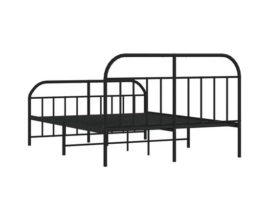 Cadru pat metalic cu tăblie de cap/picioare, negru, 180x200 cm, 8 image