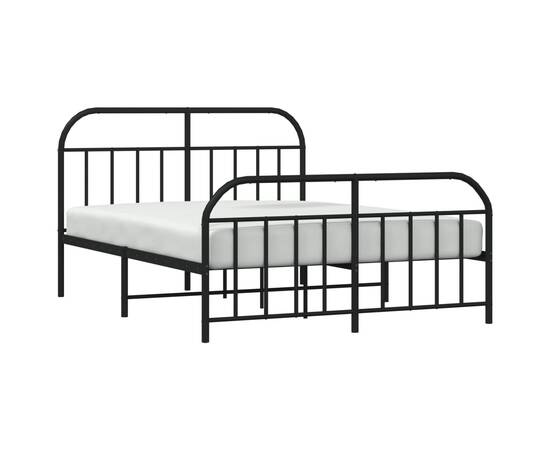 Cadru pat metalic cu tăblie de cap/picioare, negru, 180x200 cm, 4 image