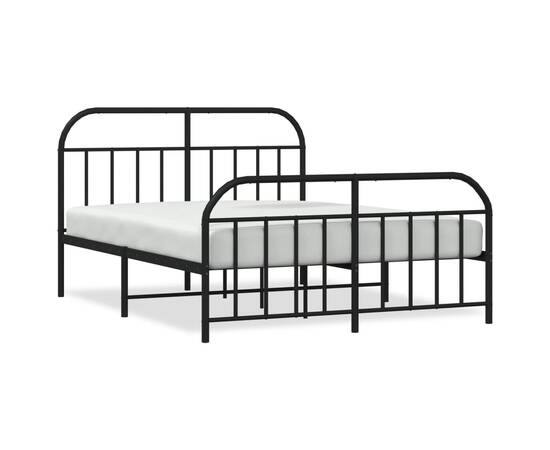Cadru pat metalic cu tăblie de cap/picioare, negru, 180x200 cm, 2 image